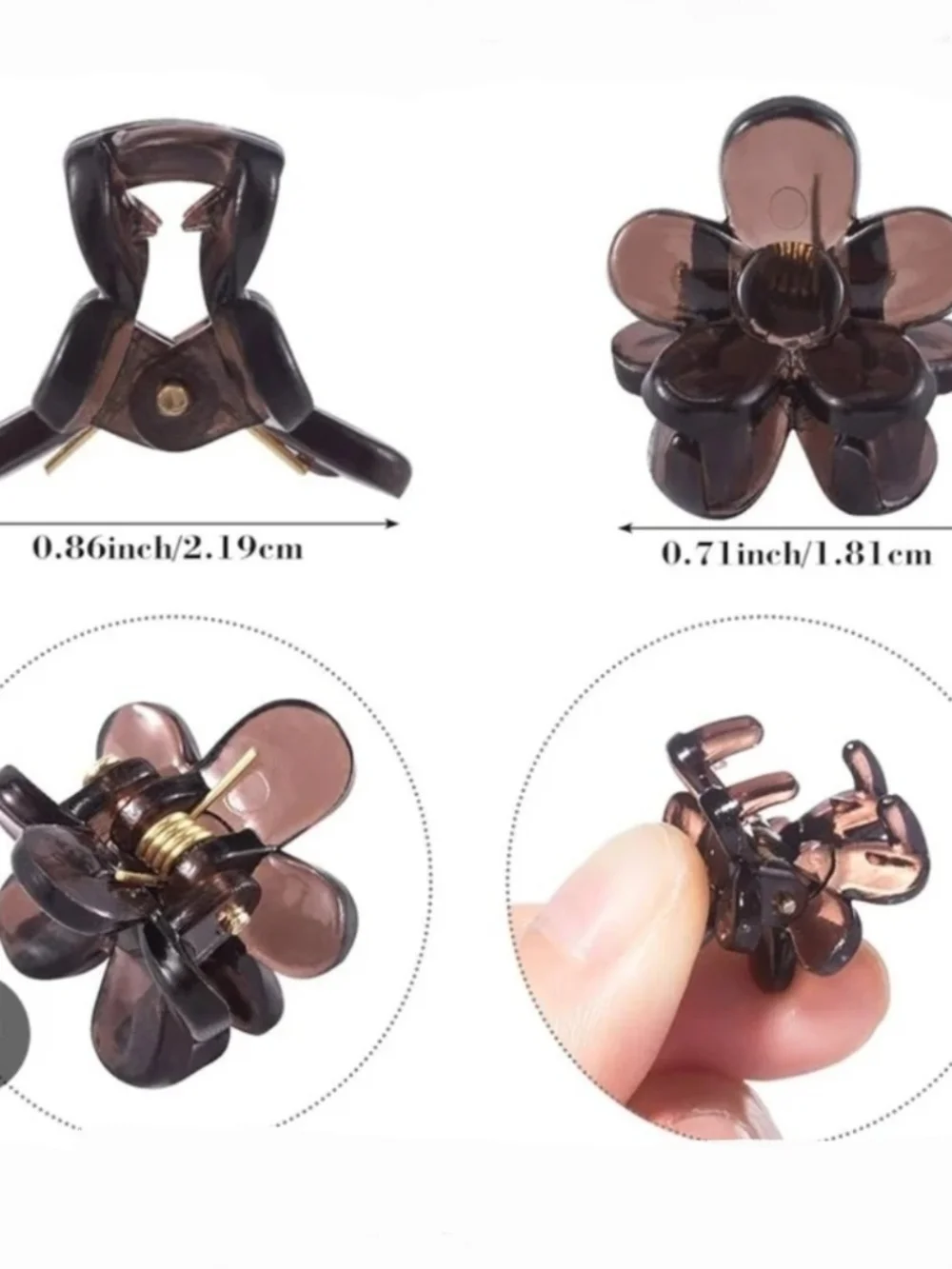 Floral Mini Hair Claw Clip Set - 10 Pack (Brown, Cream, Black)